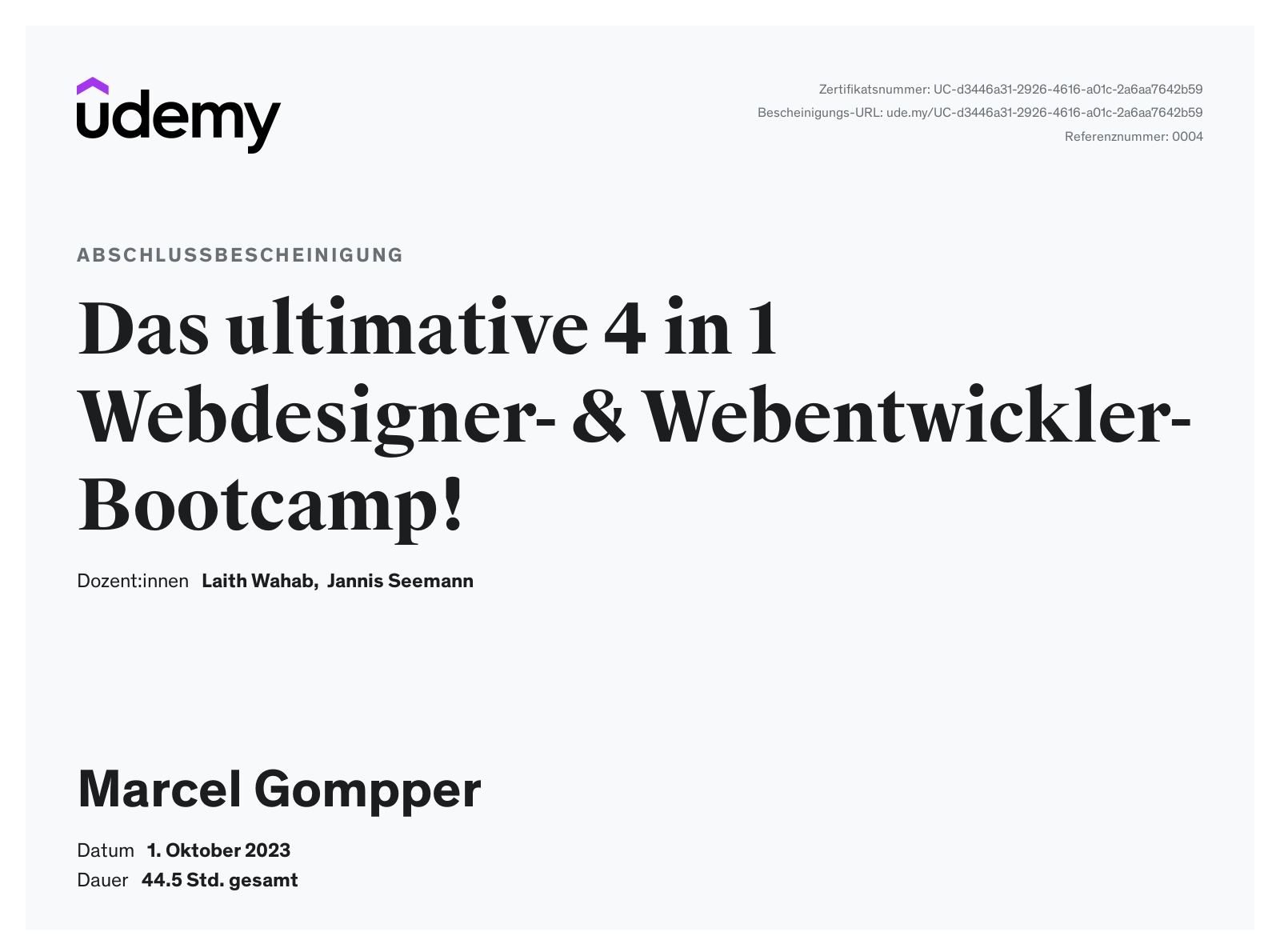 Zertifikat Webdesigner & Webentwickler Gompper Webdesign